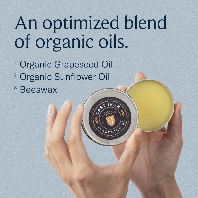Cast Iron Seasoning Oil – Organic Grapeseed, Sunflower & Beeswax