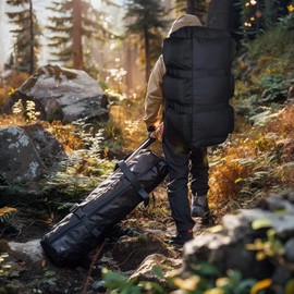 CECKQUE 105L Military Tactical Duffle Bag For Men, Extra Large Army Duffle Bag Heavy Duty Deployment Bag, Military Duffel Bag Backpack Outdoor Gear (Black)