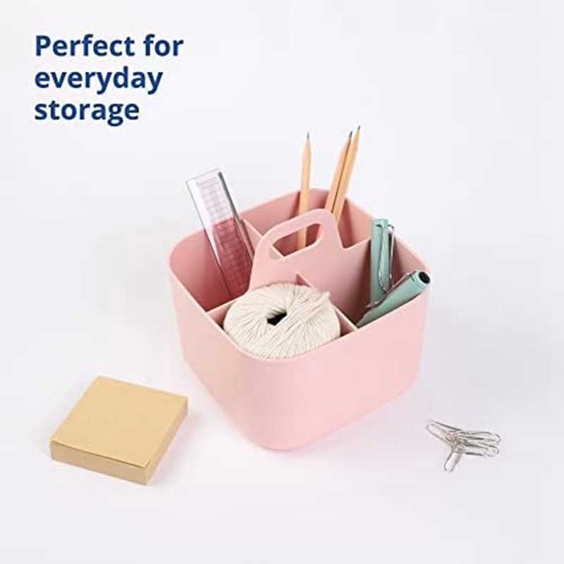 Veumoie 2-Pack Blue Plastic Organizers with Handle, Stackable, Art &