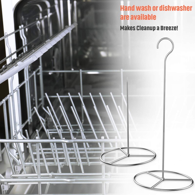 6 Pieces Stainless Steel Vertical Skewer Set, (2x15''Skewers,2x9‘’Spikes& 2x6.25‘’Bases), Multifuntion
