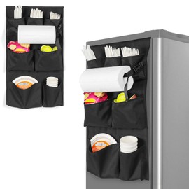 WOMACO Mini Fridge Organizer, Strong Adhesive Dorm Refrigerator Caddy, Heavy Duty College Dorm Fridge Storage Caddy – Apartment, Kitchen and Door Organization (Black, 1 pack)
