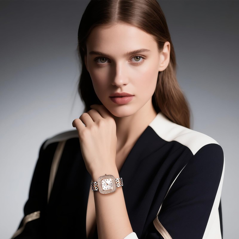 腕時計 レディース 可愛い キラキラ スクエア時計: アナログ 防水 アンティーク オシャレ 合金ベルト