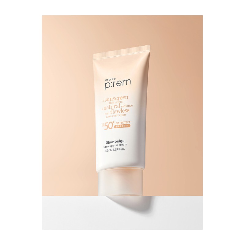 Make Prem Glow Beige Tone-Up Sun Cream 50ml / 글로우
