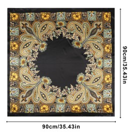 AWAYTR 35” Large Square Satin Head Scarf - Silk Hair Scarf Square Hair Bandanas Large Scarf Sleeping Head Wraps Neck Scarf for Women Hair Wrap (Cashew(Black))