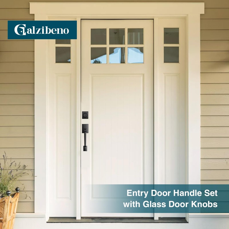 Calzibeno Black Front Door Handle and Deadbolt Set, Front Door