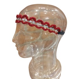 Headband of Pop Can Tabs Crochet Cotton Yarn & Elastic Band One-Size-Fits-Most Rust