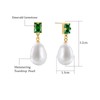 Pearl Drop Earrings with Emerald Green Crystal, 18K Gold Plated,