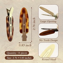 14 piezas de pinzas para el cabello planas, sin arrugas ni dobleces, antideslizantes, para maquillaje, para mujeres, accesorios para el cabello tipo p