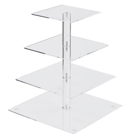 HEKOBAG Acrylic Cupcake Stand, Clear Dessert Pastry Tower Square Food Display Stands Premium Cupcake Holder Acrylic Cupcake Tower for Wedding, Birthday, Theme Party, Baby Shower (4 Tier/Square)