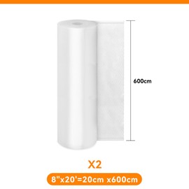 Wevac Lite Vacuum Sealer Rolls Bags, 2 Packs 20 x 600cm Food Sous Vide Bags (Total 12m) BPA-Free, Heavy-Duty, Customizable Sizes for Freezer, Meal Prep