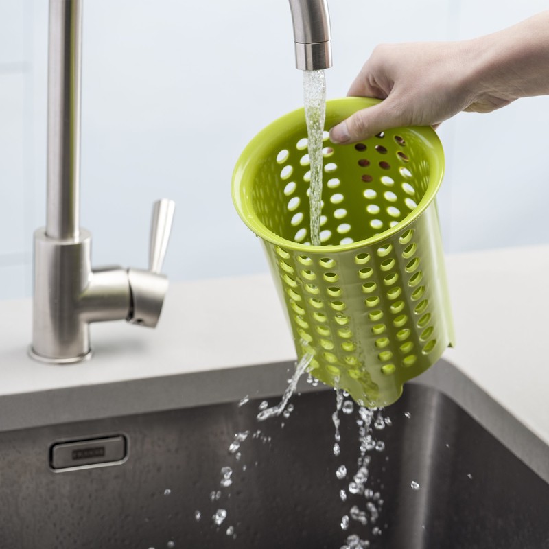 Zeal G231L Melamine Cutlery Drainer/Utensil Pot Lime Green, 14 x