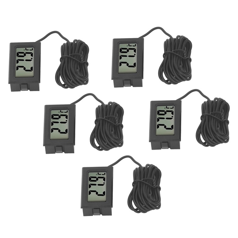 5PCS Electronic Digital Display Thermometer Black Mini Embedded Indoor Digital