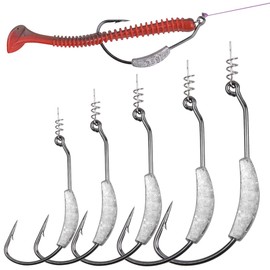 Fishing Weighted Swimbait Hooks,20pcs/box Weighted Superline Hooks with Spring Hook Twistlock Centering Pin for Rigging Baits Worm Hooks Jig Swinbait Hook Weight 2.5g