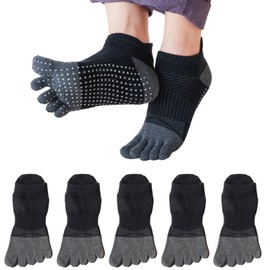 ETARLOS Men's Five Toe Socks, Anti-Slip Socks, 5 Toes, Sports, Ankle Wear, Running, Yoga, Gym, Indoor Exercise, Cotton Breathable, Non-stuffy, Short Length, Stylish, Suitable for Four Seasons, 9.8