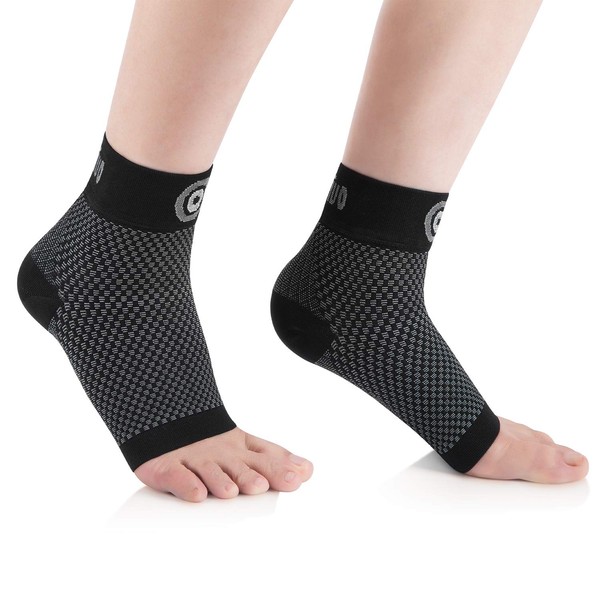 Cambivo Unisex Ankle and Foot Support Braces, Plantar Fasciitis Socks for Varicose Veins, Compression Socks for Sports, Football, Fitness, 2 Pairs, black, l