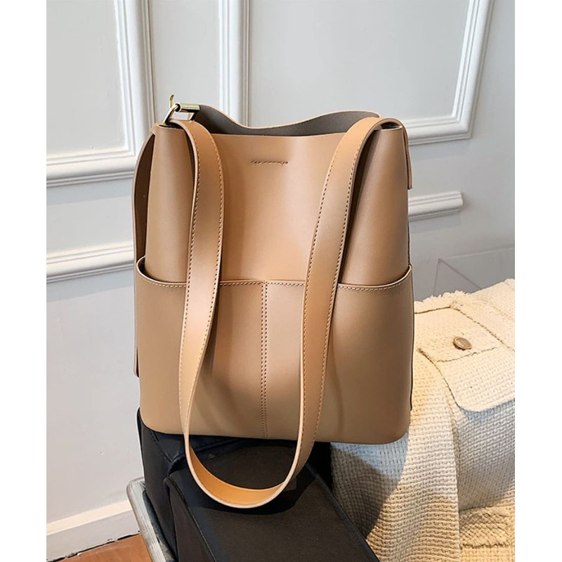 Aimoha Women's Tote Bag, Synthetic Leather, External Pocket, Office, Simple,