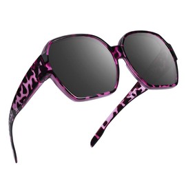 TINHAO Square Oversized Polarized Fit Over Sunglasses Over Glasses with Lightweight Large Frame for Woman Man (Purple leopard, Black)