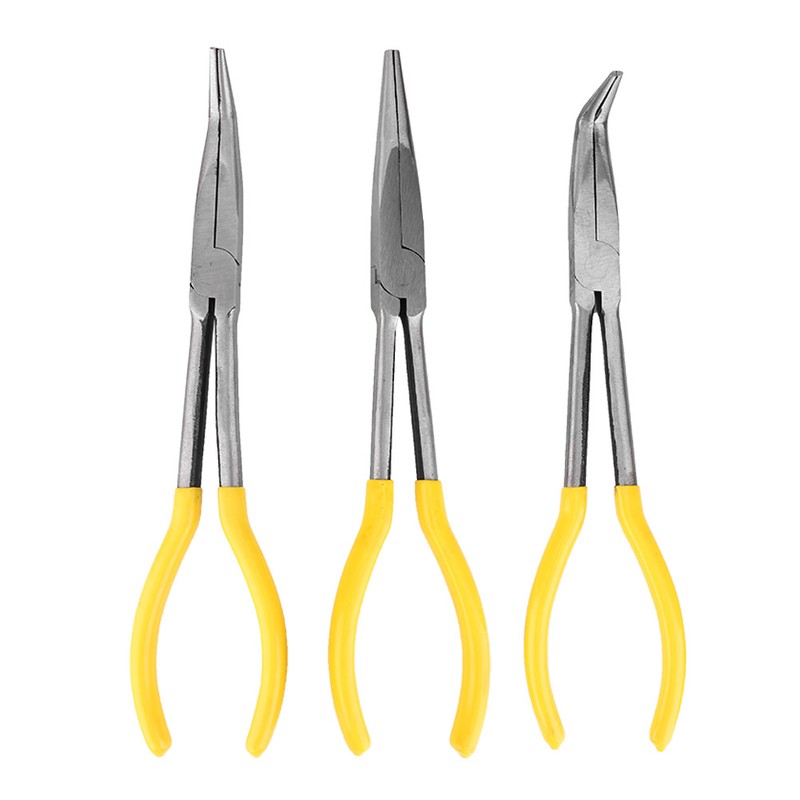 3 Pcs Mechanical Pliers 11in Long 45° 90° Bending Tip