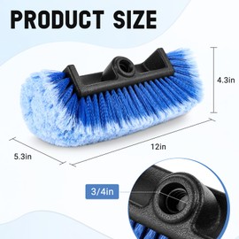 APIFRSUAK 12" Car Wash Brush Head with Soft Bristles - Gentle on Paint, Compatible with Poles, Perfect for Cars, Trucks, RVs, Boats, Decks, and More (Blue)