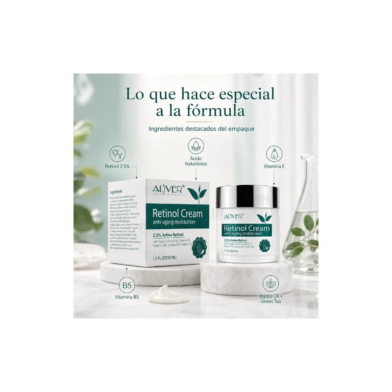 Crema Facial Retinol 2.5% Aliver Hidrata Rejuvenece 50ml