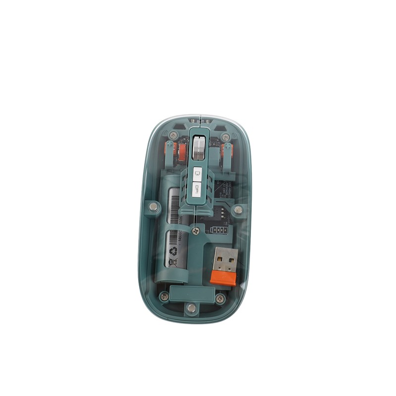 Wireless Mouse Transparent Silent 5 Keys 1600DPI Adjustable Rechargeable 2.4G
