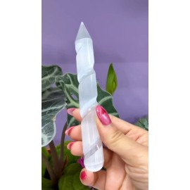 Wholesale Lot 12 Pcs Natural Selenite Aka Satin Spar Massage Spiral Pen ~15cm