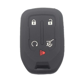 kcpros 2Pcs Rubber Silicone 5 Buttons Smart Key Fob Cover Case Protector Keyless with Keychain Compatible with GMC Acadia Terrain 2021 2020 2019 2018 Black Pink
