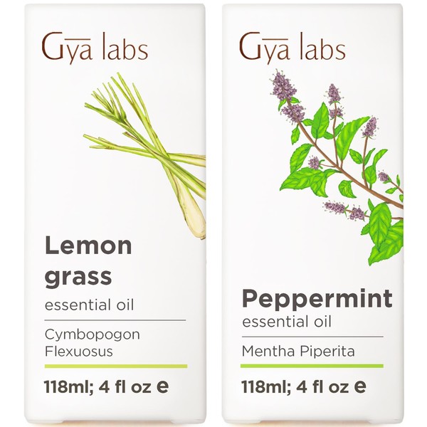 Gya Labs Lemongrass Essential Oil for Diffuser & Peppermint Essential
