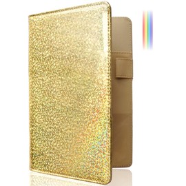 Mymazn- Holographic Glitter Server Book for Waitress Wallet Serving Pad Book Organizer for Waiter Check Book Holder Restaurant Waitstaff Organizer, Glitter Gold