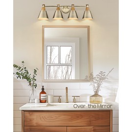 FEMILA Vanity Lights, 4-Lights Bathroom Light Fixtures Over Mirror, Antique Brass Wall Sconces Lamp with Hammered Metal Shade Finish, 4FG59B-4W BG