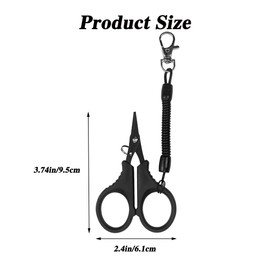 NYGHMY 1 Pcs Stainless Steel Fishing Scissors - Black Titanium Coated Braid Cutter, Braided Line Cutter with Hook & Retractable Lanyard