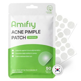 Amifiy Pimple Patches with Hydrocolloid & Tea Tree – Korean Skincare Invisible Acne Stickers for Face, Oil-Absorbing Zit Dots, Vegan & Cruelty-Free Blemish Treatment, 50 Count (10mm/12mm/14mm)