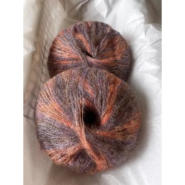 Mohair Silk Yarns Variegated Red Coral With  Moments Of Grey,Purple 2 Skeins NEW