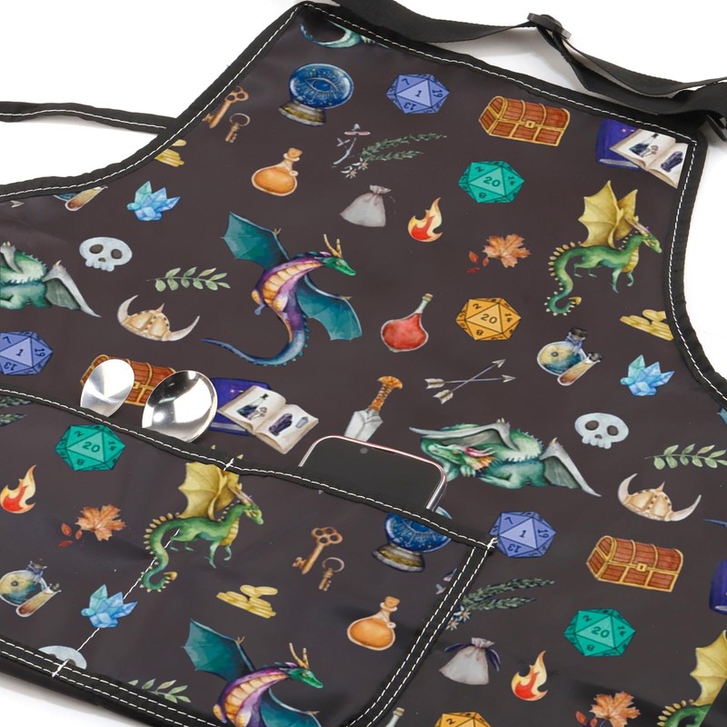MYSOMY DnD Kitchen Apron Geek Roleplaying Arpon RPG Game Gift