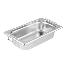 Restaurantware One Fourth (1/4th) Steam Table Pan - 2.5" Deep - Collapsible Handles - Anti Jam - Commercial Grade Stainless Steel - 1ct Box - Met Lux