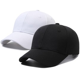 UILYNIU 2pcs White Black Baseball Cap for Men Women Cotton Baseball Caps Sun Caps Breathable Adjustable Outdoor Sports Hat Men Black Cap Trucker Cap (UK, Alpha, One Size, Black and White)