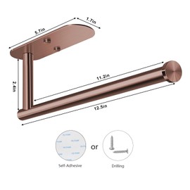 VAEHOLD Adhesive Paper Towel Holder Under Cabinet Wall Mount for Kitchen Paper Towel, Black Paper Towel Roll Holder Stick to Wall, SUS304 Stainless Steel (Rose Gold)