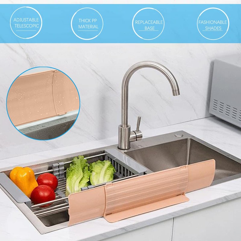 DOERDO Sink Water Splash Guard with 6Pcs Attached Sucker, Sink
