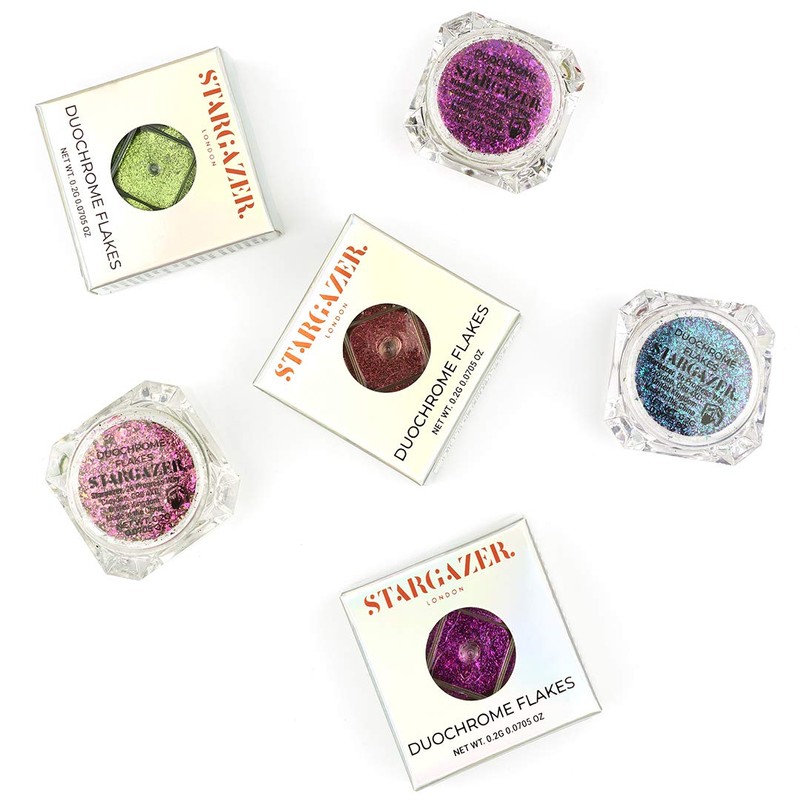 Stargazer Duochrome Flakes, Colour Shift Mezermising Loose Glitter Colour In