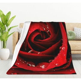 HGOD DESIGNS Red Rose Flannel Fleece Bed Blanket Throw Blanket Lightweight Cozy Plush Blanket for Bedroom Living Rooms Sofa Couch 100x130cm