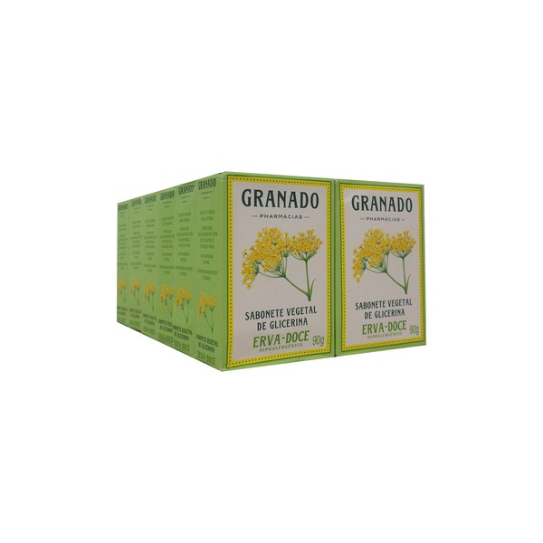 Linha Glicerina Granado - Sabonete em Barra Vegetal Erva-Doce (12 x 90 Gr) - (Granado Glycerin Collection - Vegetable Bar Soap Fennel (12 x Net 3.2 Oz))