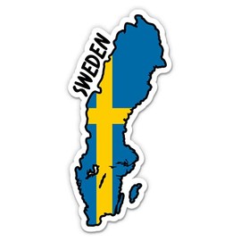 Squiddy Sweden Map with Flag - Vinyl Sticker for Car, Laptop, Notebook - 5"