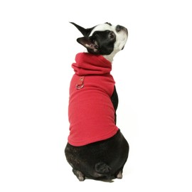 Gooby Fleece Vest Hoodie Dog Sweater - Red, Large - Warm Pullover Dog Hoodie with O-Ring Leash - Winter Hooded Small Dog Sweater - Dog Clothes for Small Dogs Boy or Girl, and Medium Dogs