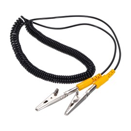 sourcing map ESD Grounding Cable Cord with Alligator Clip, 3.0m/118" Yellow Anti-Static Ground Wire Elastic Cable Clip, for Eliminating Conductor Electrostatic
