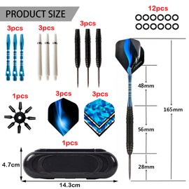 BDSHUNBF 3 Pack 22g Tip Darts Set, Professional Dart with Shafts, Spare Shafts, Flights, Rubber O-Rings, Dart Flight Protector, Darts Case