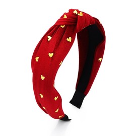 Sinalty Red Velvet Wide Headbands Core Twist Knotted Hairband Cross Knot Hair Hoop Valentine's Day Hair Accessories for Women and Girls