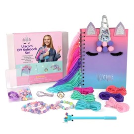 SANYU Unicorn Gifts for Girls Unicorn DIY Notebook Set A5 Diary Unicorn Pen Jewellery Craft Toy Gifts 4-in-1 Gifts for Girls from 4 5 6 7 8 9 10 11 12 14 Years Old