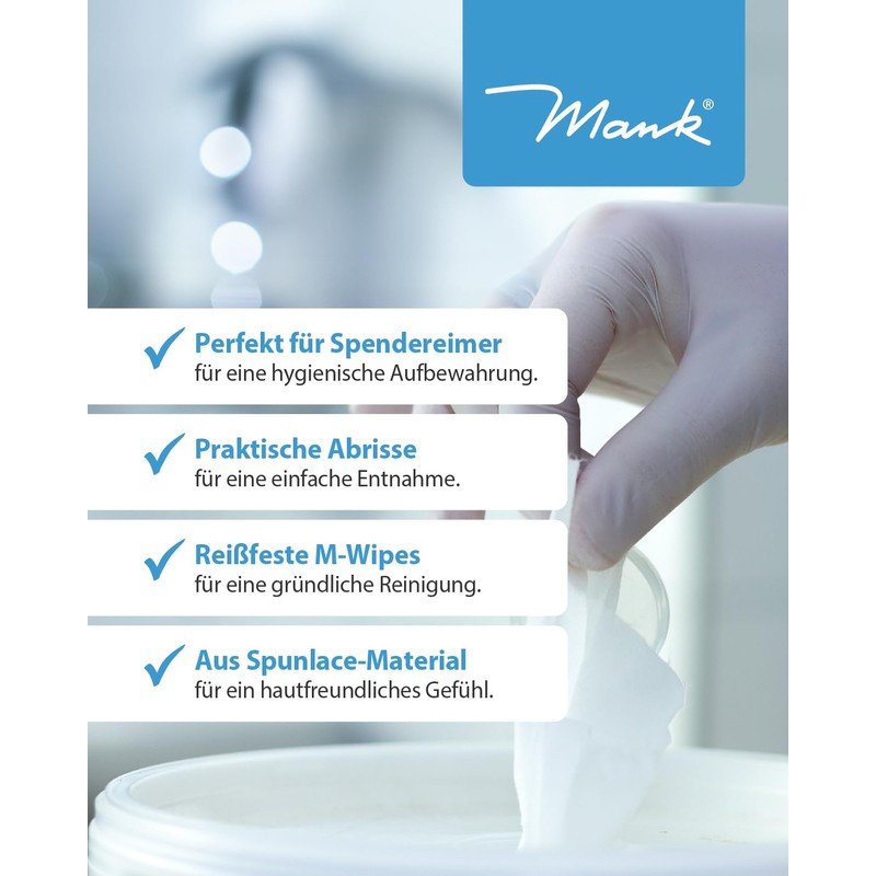 Mank GmbH Cleaning Cloths M-Wipes Made of Spunlace White Fleece