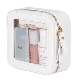 Small Clear Travel Toiletry Bag, Mini Clear Makeup Bag Toiletries Bag Small Makeup Bag with Gold Zipper for Car Essentials