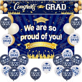 Sursurprise 2024 Graduation Decorations Navy Blue, We Are So Proud of You Background Congratulations Grad Banner, Latex Balloons, Class of 2024, Congratulations Graduation Party Supplies